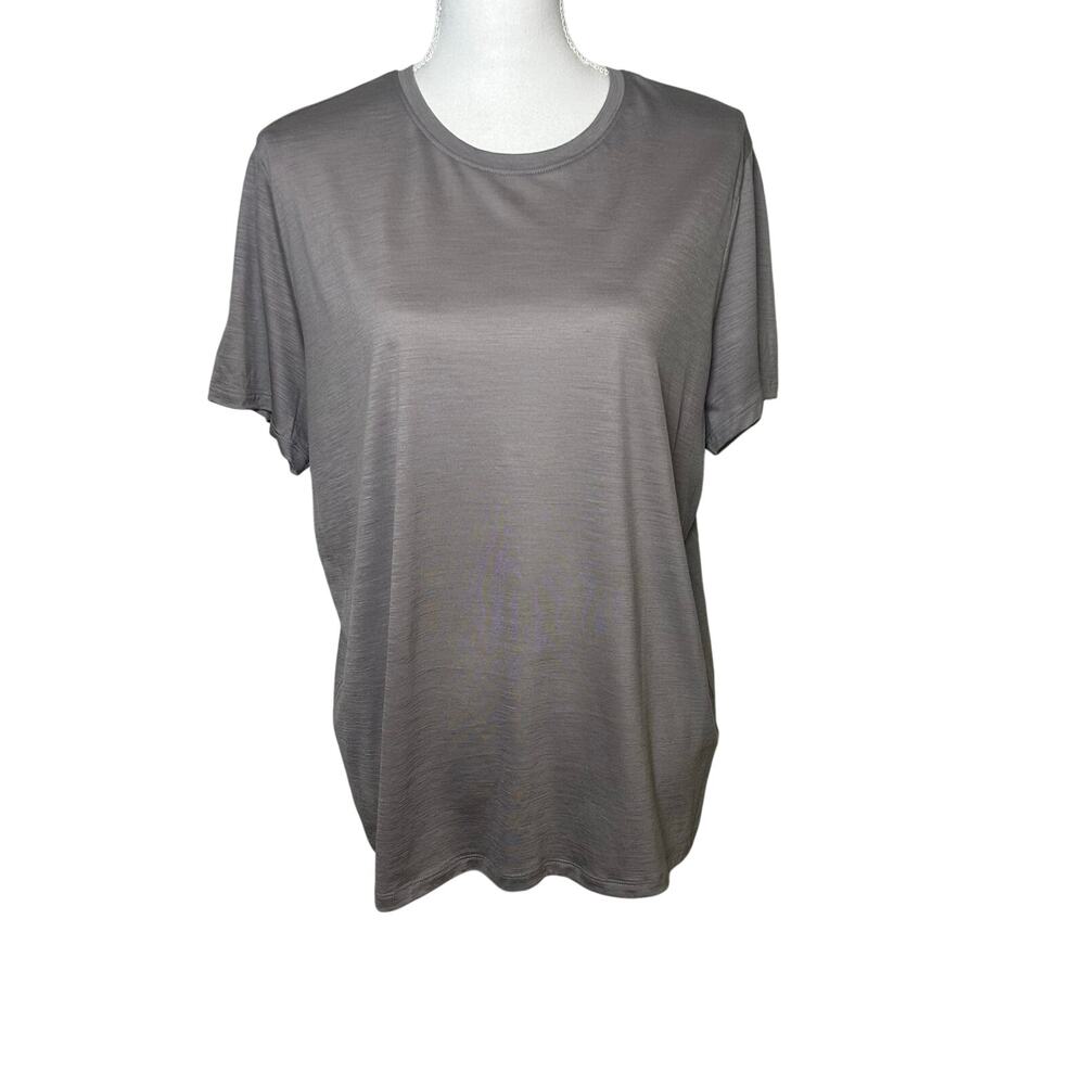 Unbound merino women's ultralight brown taupe crew neck short sleeve t-shirt XL